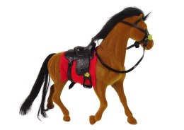 Figurka Brązowy Aksamitny Koń Czerwone Siodło Farma